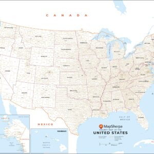 USA Map with County Names by MapSherpa