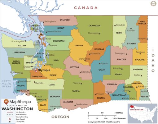 Washington Counties Map  by MapSherpa