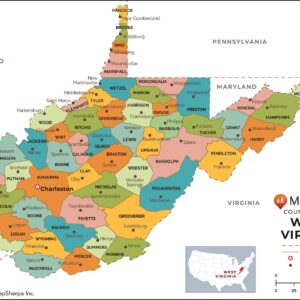 West Virginia Counties Map  by MapSherpa