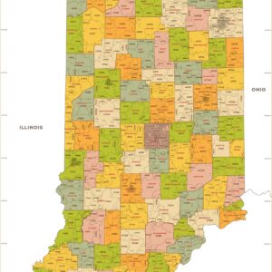 Indiana ZIP Code Map with Counties  by MapSherpa