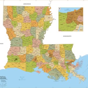 Louisiana ZIP Code Map with Counties  by MapSherpa