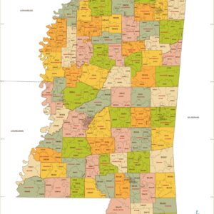Mississippi ZIP Code Map with Counties  by MapSherpa