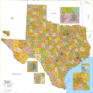 Texas ZIP Code Map with Counties  by MapSherpa