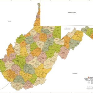 West Virginia ZIP Code Map with Counties  by MapSherpa