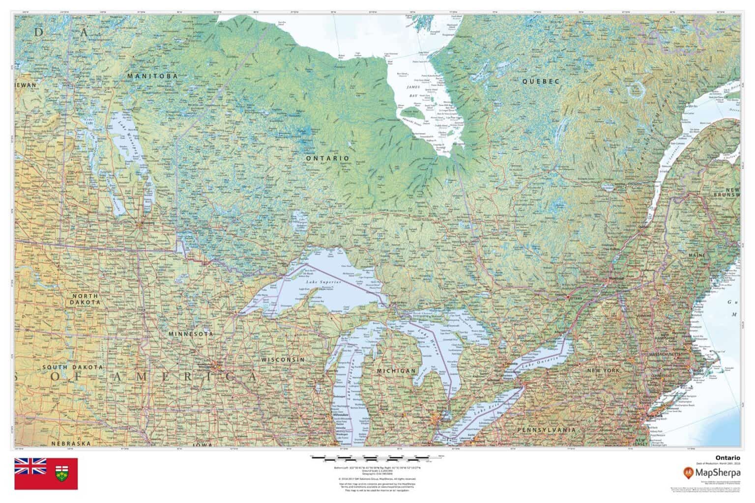 Ontario Wall Map by MapSherpa The Map Shop