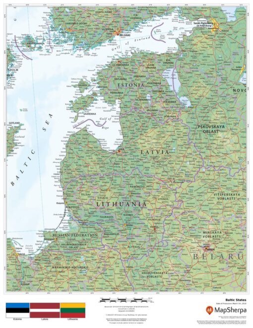 Baltic States Wall Map by MapSherpa