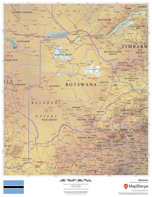 Botswana Wall Map by MapSherpa
