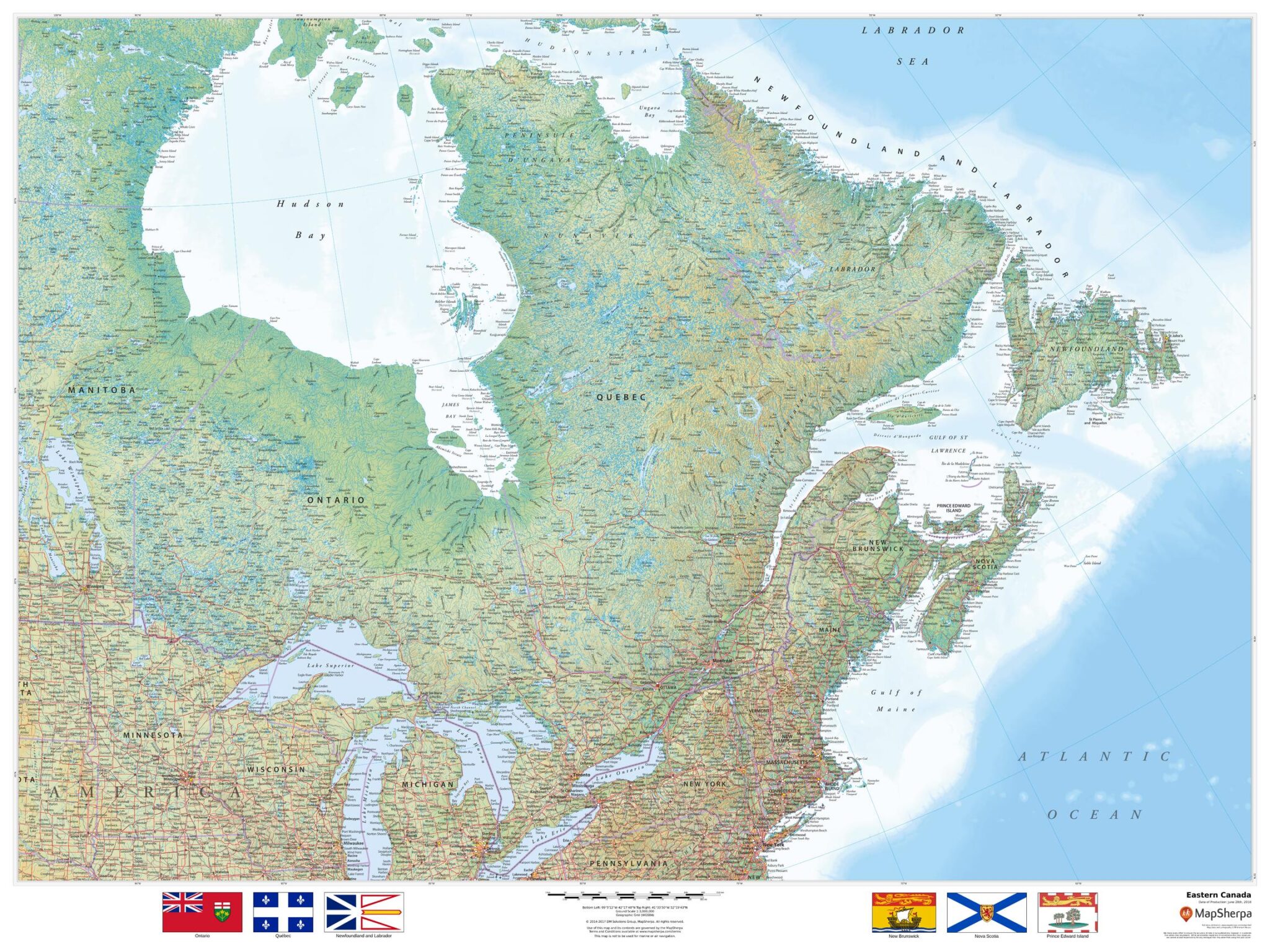 Eastern Canada Wall Map by MapSherpa The Map Shop