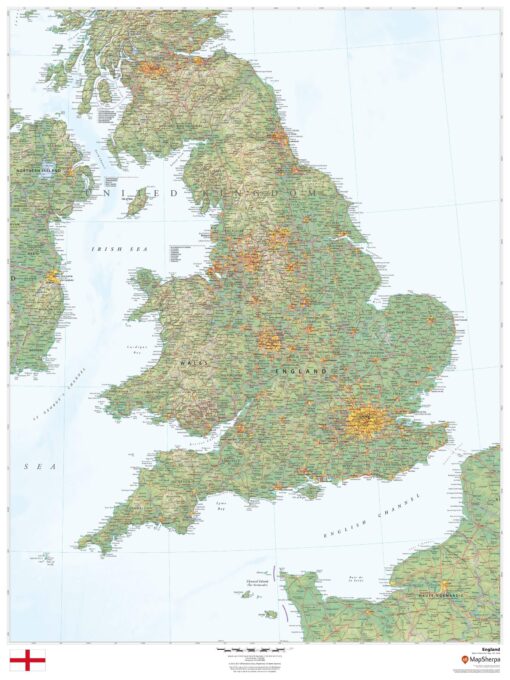 England Wall Map by MapSherpa