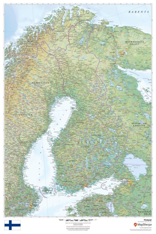 Finland Wall Map by MapSherpa