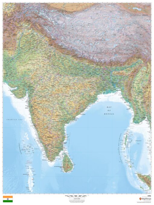 India Wall Map by MapSherpa