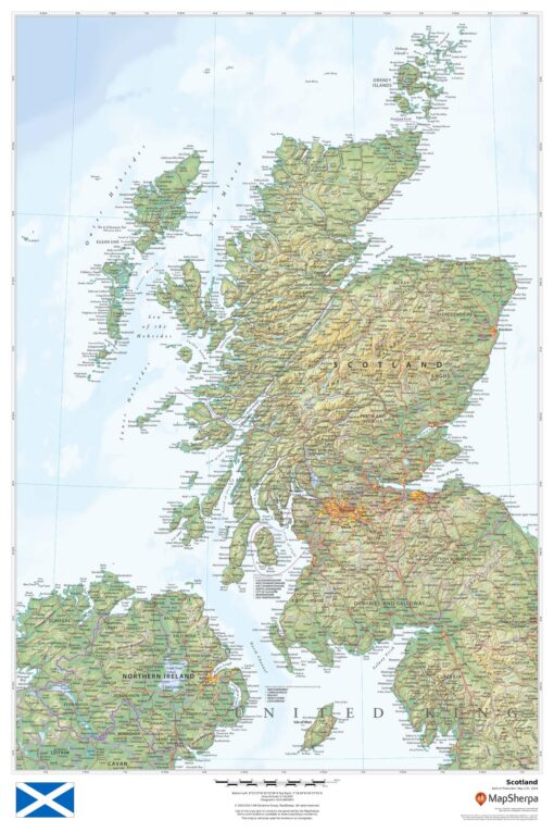 Scotland Wall Map by MapSherpa