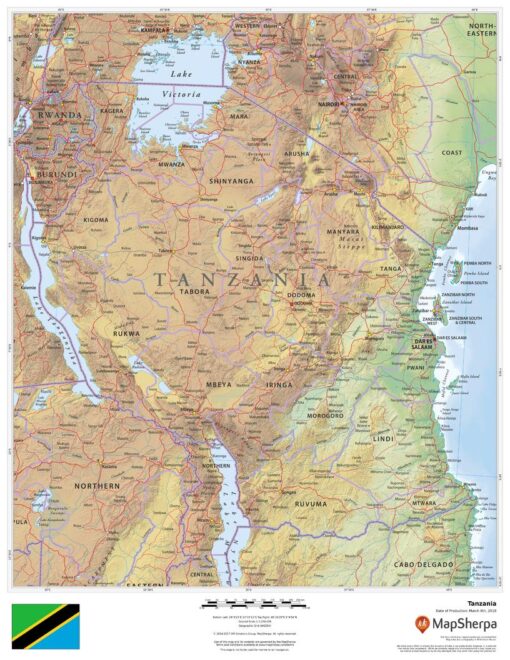 Tanzania Wall Map by MapSherpa