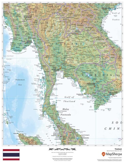 Thailand Wall Map by MapSherpa