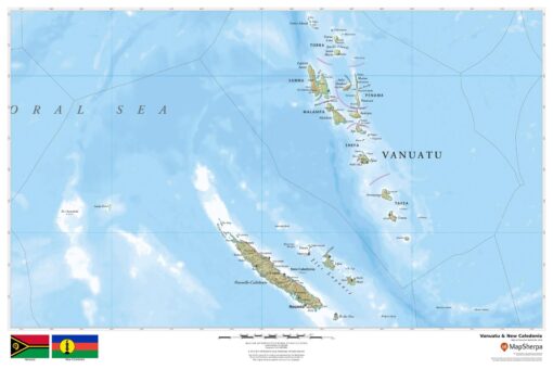Vanuatu & New Caledonia Wall Map by MapSherpa