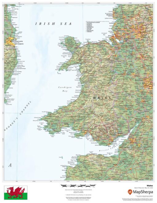 Wales Wall Map by MapSherpa