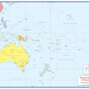 Color blind friendly Political Wall Map of Oceania by Cosmographics