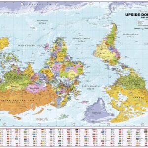 Upside Down World Political Wall Map by XYZ Maps