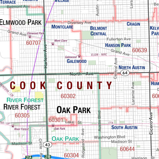 Chicago, IL 25-Mile Radius Wall Map by MapShop - Image 2