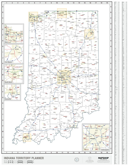 Indiana Territory Planner Wall Map by MapShop