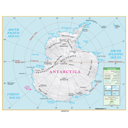 Antarctica Essential Wall Map by Kappa
