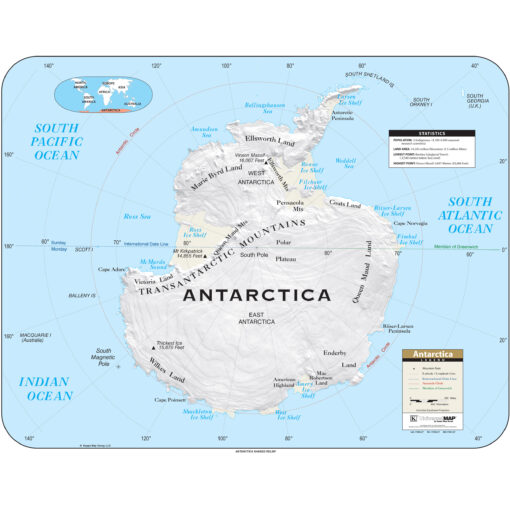 Antarctica Shaded Relief Wall Map by Kappa