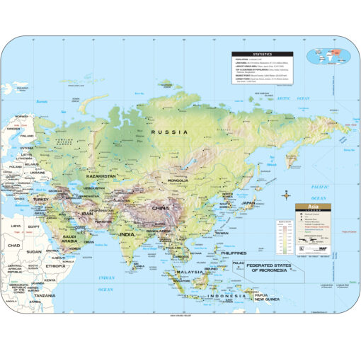 Asia Shaded Relief Wall Map by Kappa