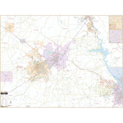 Auburn & Opelika, AL Wall Map by Kappa
