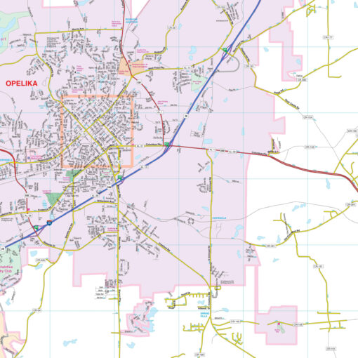 Auburn & Opelika, AL Wall Map by Kappa - Image 2