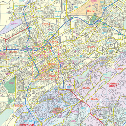 Birmingham, AL Wall Map by Kappa - Image 2