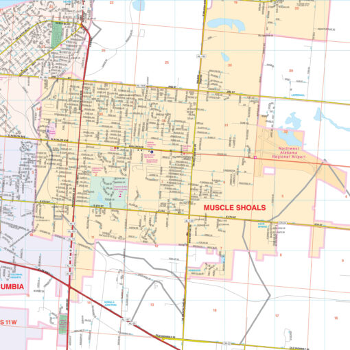 Florence & Muscle Shoals, AL Wall Map by Kappa - Image 2
