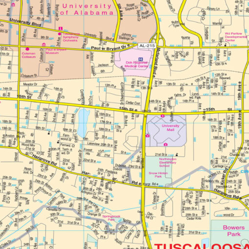 Tuscaloosa, AL Wall Map by Kappa - Image 2