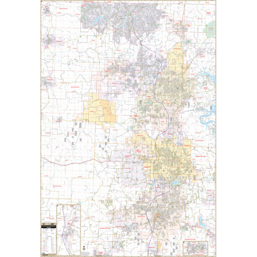 Fayetteville & Bentonville, AR Wall Map by Kappa