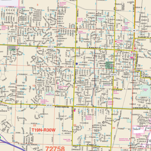Fayetteville & Bentonville, AR Wall Map by Kappa - Image 2