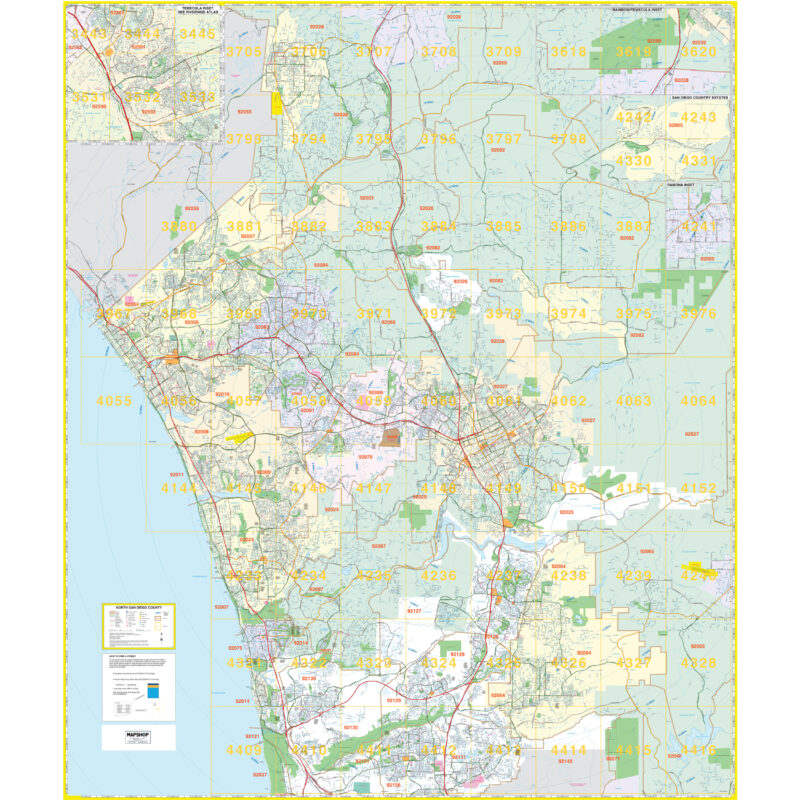 Northern San Diego County Wall Map by Kappa - The Map Shop