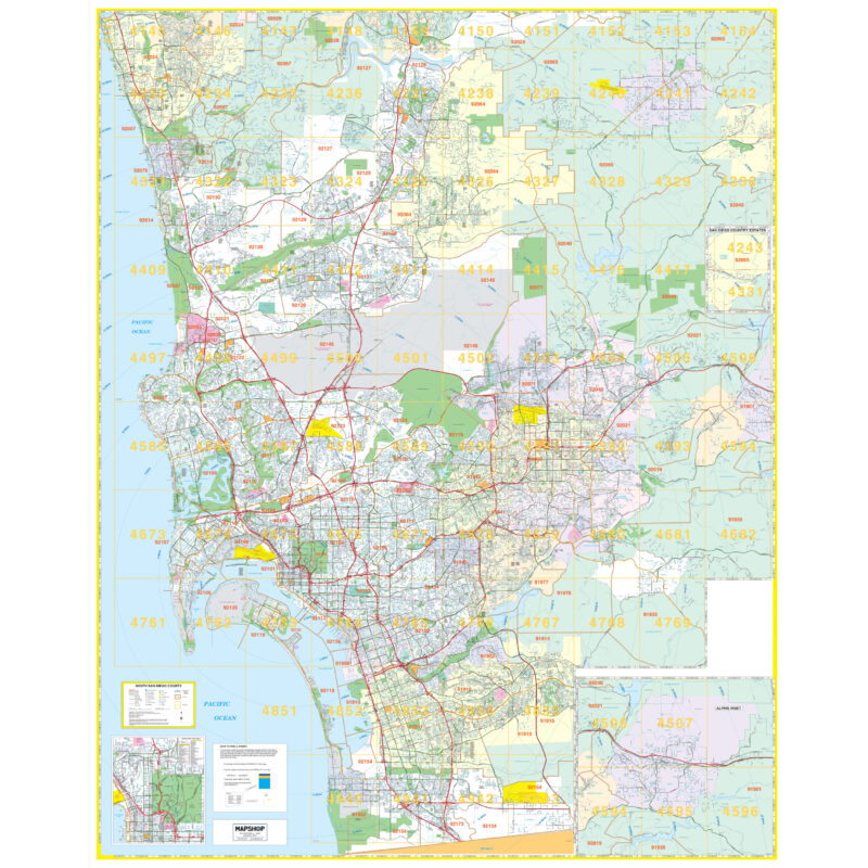 Southern San Diego County Wall Map by Kappa - The Map Shop
