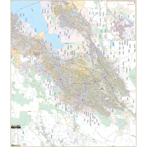 San Jose & Silicon Valley, CA Wall Map by Kappa