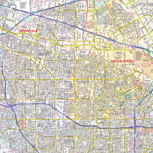San Jose & Silicon Valley, CA Wall Map by Kappa - Image 2