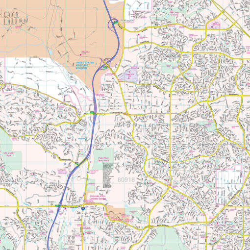 Colorado Springs, CO Wall Map by Kappa - Image 2