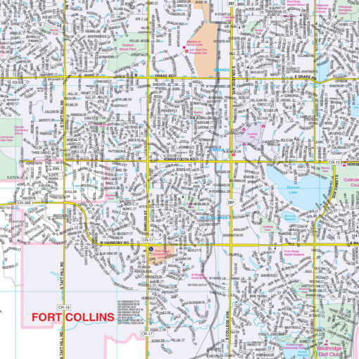 Fort Collins & Greeley, CO Wall Map by Kappa - Image 2