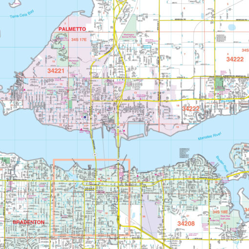 Bradenton & Manatee County, FL Wall Map by Kappa - Image 2