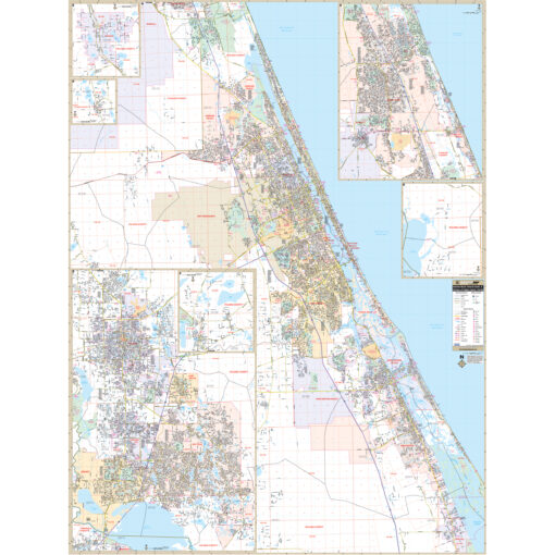 Daytona Beach, FL Wall Map by Kappa