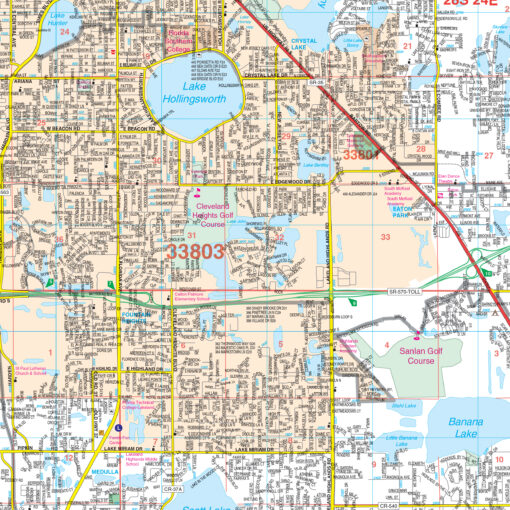 Lakeland, Winterhaven & Polk County, FL Wall Map by Kappa - Image 2