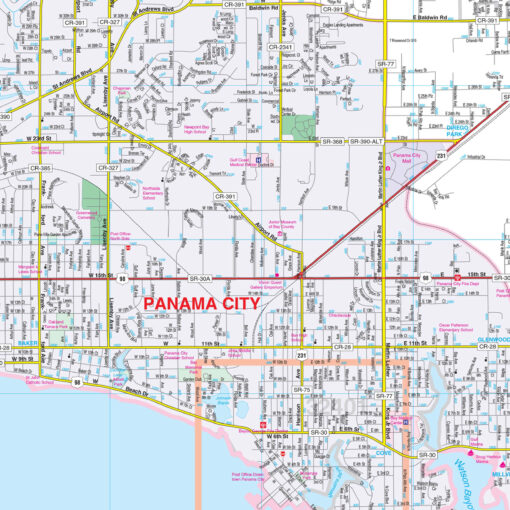 Panama City & Bay County, FL Wall Map by Kappa - Image 2