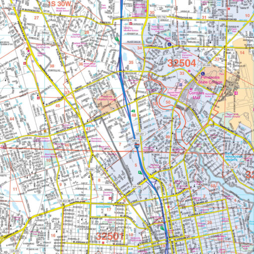 Pensacola & Milton, FL Wall Map by Kappa - Image 2
