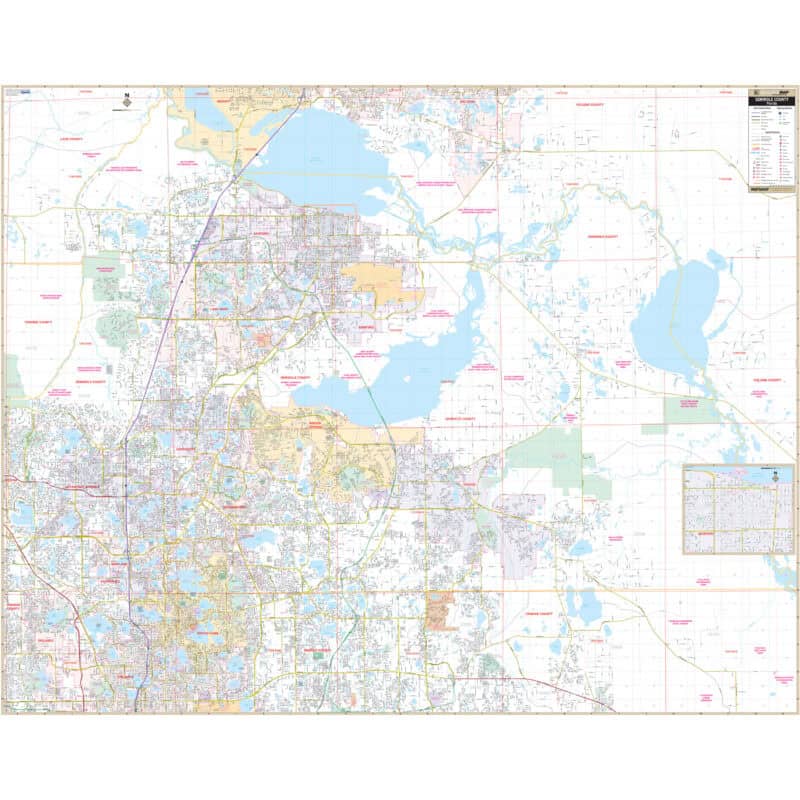 Seminole County, FL Wall Map by Kappa - The Map Shop