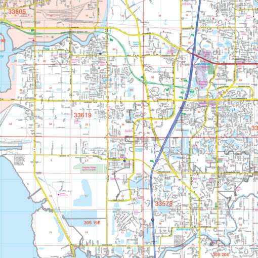 Tampa & Hillsborough County, FL Wall Map by Kappa - Image 2