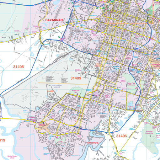 Savannah & Chatham County, GA Wall Map by Kappa - Image 2