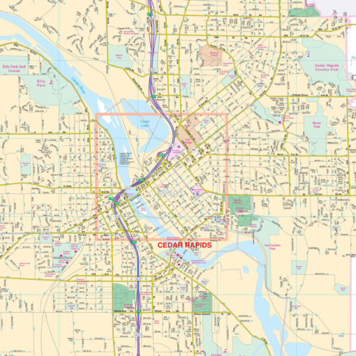Cedar Rapids, IA Wall Map by Kappa - Image 2