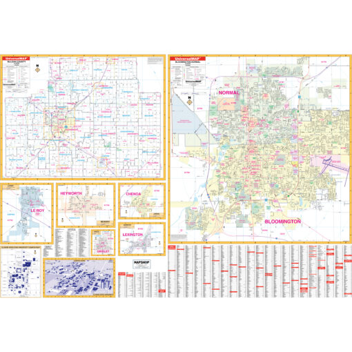 Bloomington, IL Wall Map by Kappa